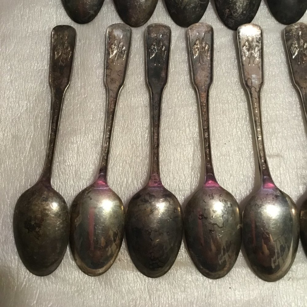 Lot of 13 International Silver Bicentennial US States Souvenir Spoons - Picture 12 of 16